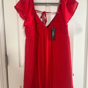Lulu's Red Pleated Dress